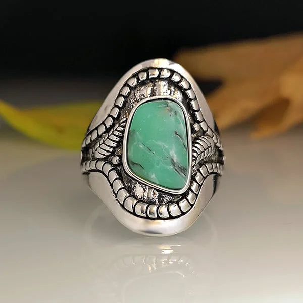 Sterling Silver Leaf Turquoise Ring