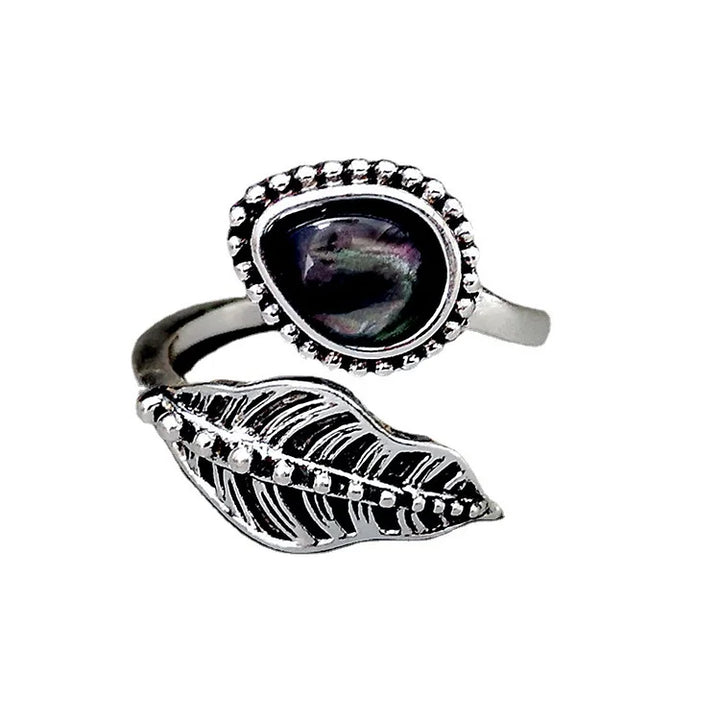 925 Silver Moonlight Stone Leaf Vintage Ring