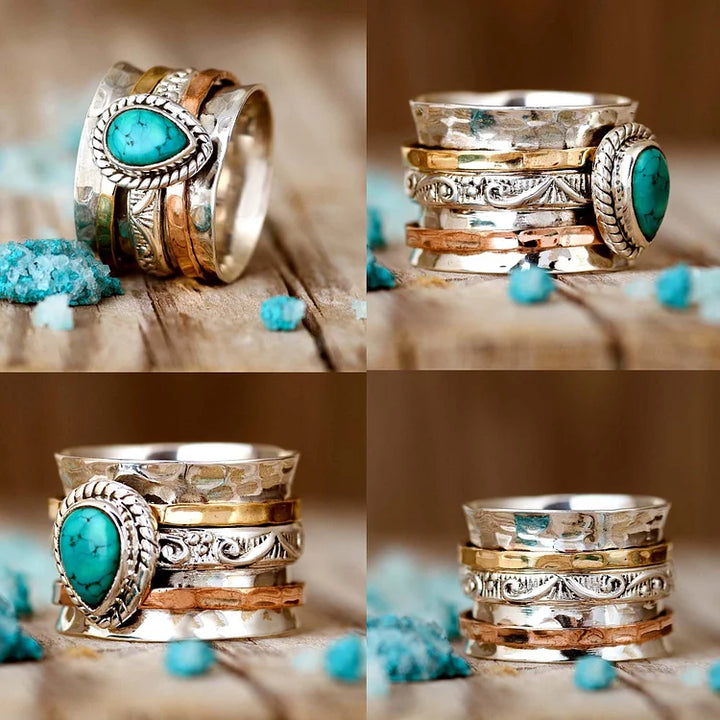 S925 Tranquil OasisThe Serenity Turquoise Large Circle Ring